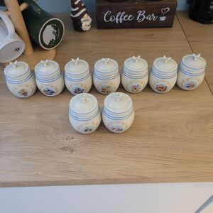 Decorative Ceramic Winnie The Pooh Spice Jar Set with Blue Accents